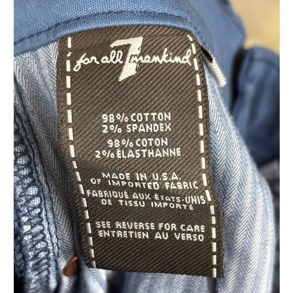 7 For All Mankind Women’s 25 Luxe Navy Blue Sateen mid Rise ankle Jeans - Picture 6 of 7